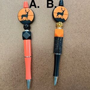 Deer Design Orange and Black Pens